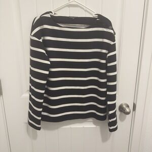 Rag & Bone Women's Black White Stripe Top Button Shoulder Size Small‎